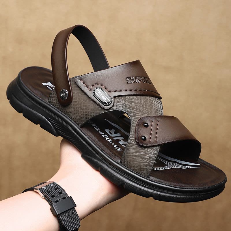 夏季shein凉鞋男款2025新款外穿防滑沙滩鞋软底大码48皮拖鞋百搭图片