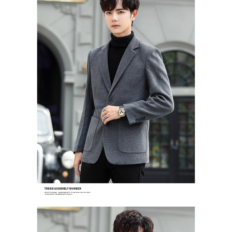 雅鹿羊毛呢子休闲西服青年修身西装ylzylxd901