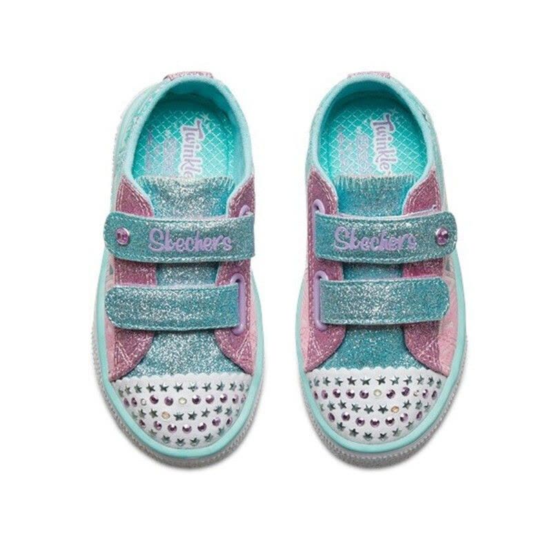 斯凯奇（SKECHERS）童鞋低帮可爱帆布鞋时尚闪钻印花魔术贴休闲鞋10728N图片