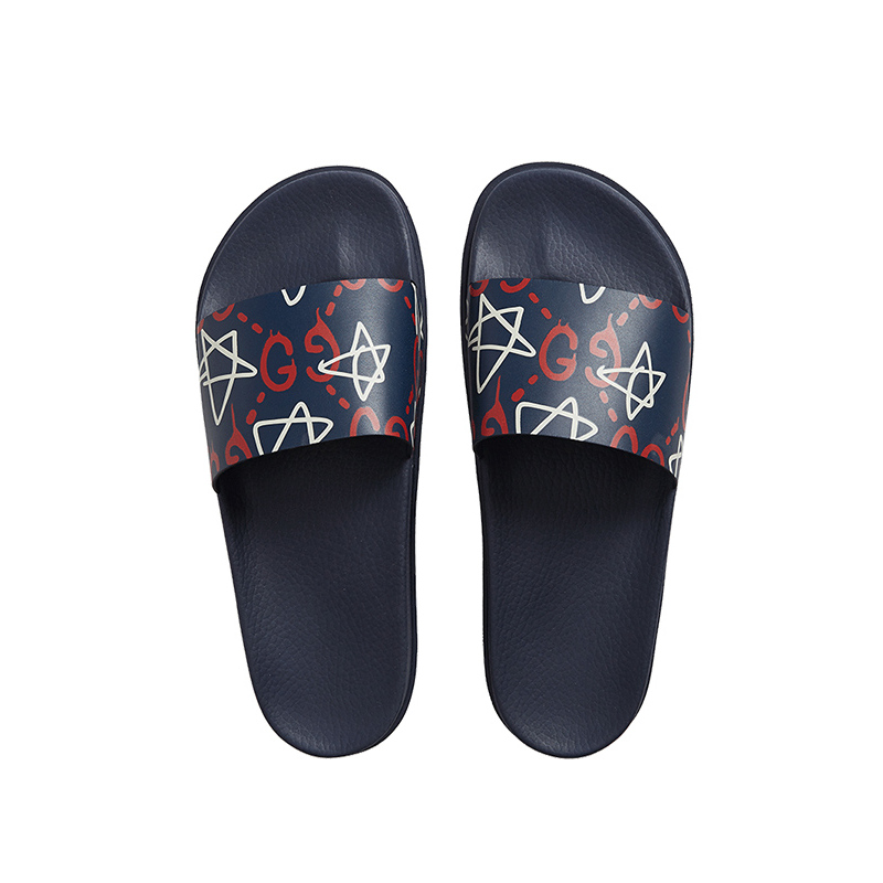 Gucci/古驰 古奇小精灵系列GG星星涂鸦皮革男士拖鞋429360
