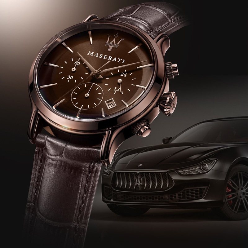 玛莎拉蒂maseratiepoca系列手表男士黑金表盘欧美潮流石英手表r88