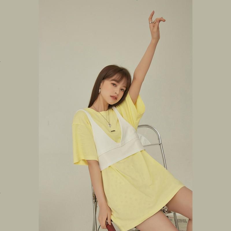 OtherMix两件套T恤女2021年夏季新款纯色薄款圆领宽松短袖上衣潮
