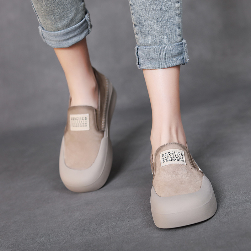 头层牛皮女鞋平底软底2024春季新款四季单鞋森系套脚复古低帮鞋