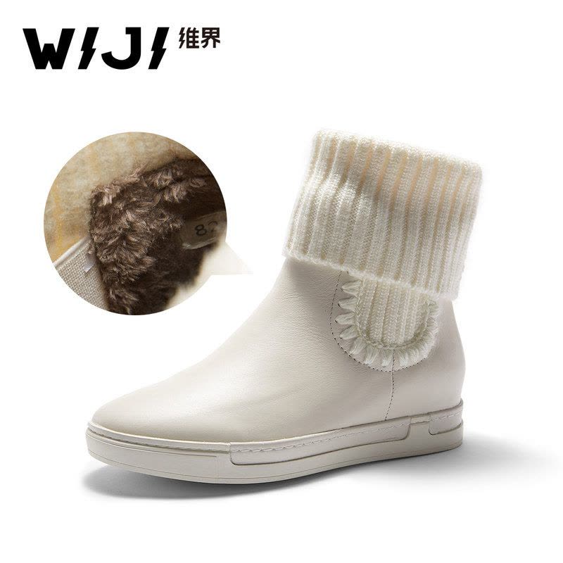WIJI冬季雪地靴女2018新款时尚潮流休闲青春纯色气质个性保暖女靴图片