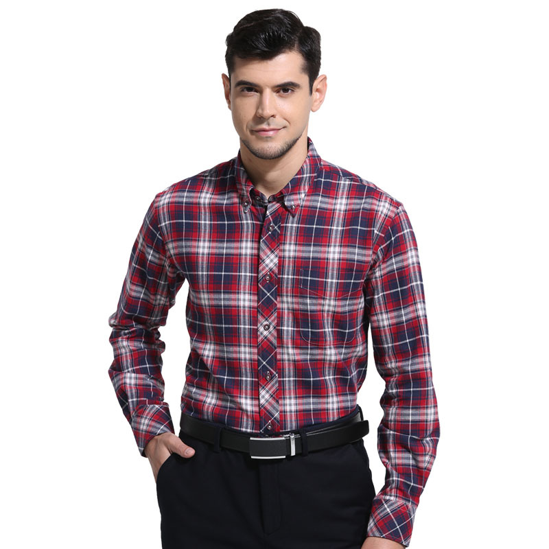 美尔雅mailyard长袖衬衫男纯棉商务休闲男式衬衫春秋磨毛格纹衬衣275