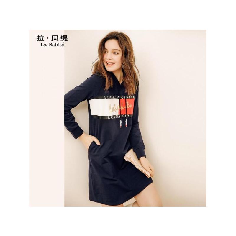 【热卖】卫衣裙拉夏贝尔拉贝缇2019女装新款春秋季小个子中长款连衣裙子60006256