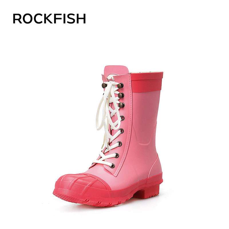 Rockfish英国春夏马丁靴雨靴女士天然橡胶雨鞋女防滑胶鞋潮流水鞋