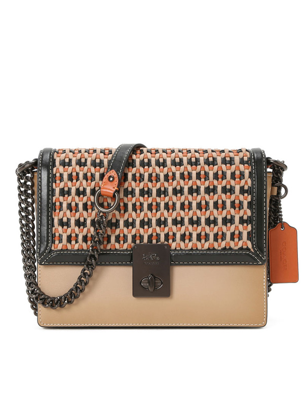 预售 蔻驰COACH HUTTON包口盖包椭圆扣光面皮金扣 612 女士单肩斜挎包