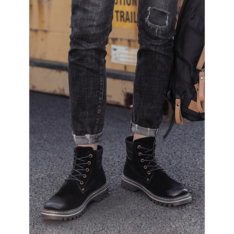 英伦班纳enlenbenna冬季马丁靴男2019秋季新款男鞋英伦短靴高帮工装靴