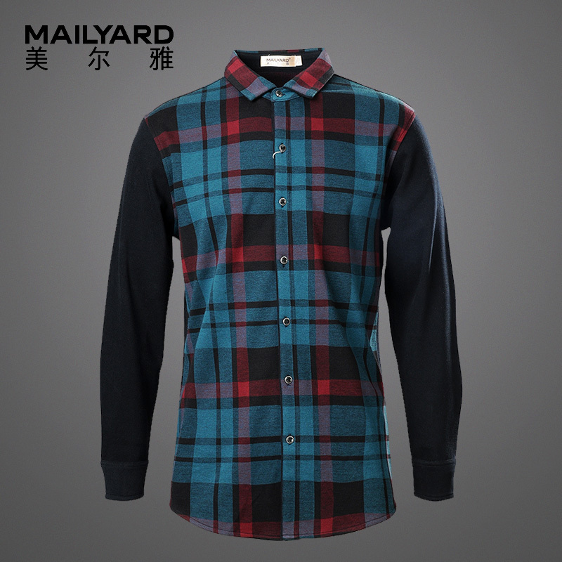 美尔雅(MAILYARD)长袖T恤男 商务休闲男士羊毛T恤 男式开衫T恤衬衫 067