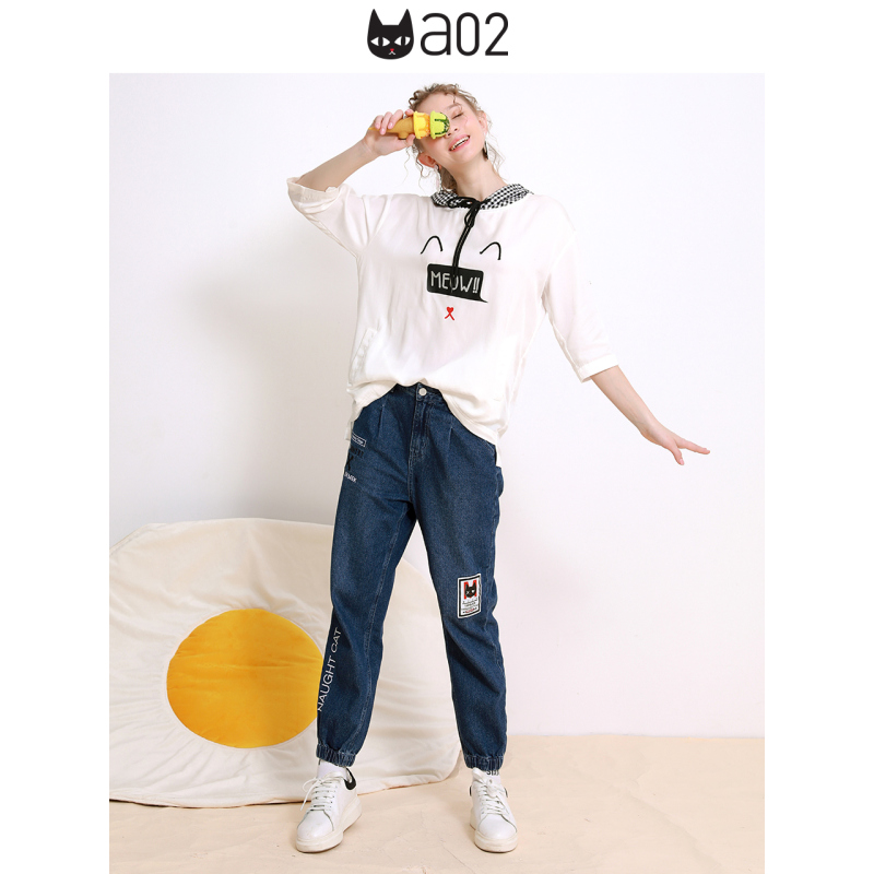 a02商场同款减龄学院风刺绣格子拼接帽子衬衫女D1U2C0A21BL