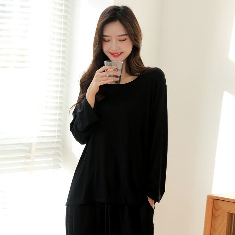 Jusen Shayu春季柔软莫代尔睡衣女春秋款薄款长袖宽松家居服女夏图片