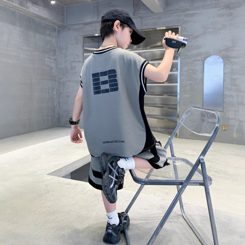 男童无袖套装夏季2025新款儿童夏装背心篮球运动服夏款大童装男孩