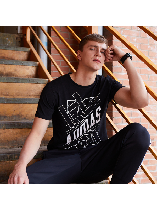 阿迪达斯跆拳道短袖T恤男阿迪宽松大码速干透气运动T恤ADITSG1-BW