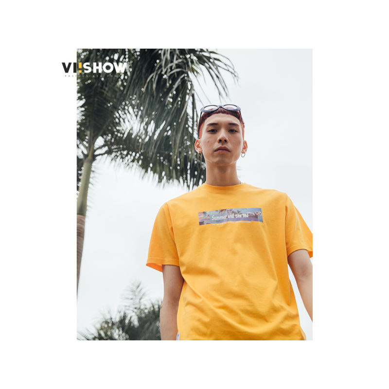 viishow夏季短袖T恤男韩版圆领套头男士休闲上衣打底衫5