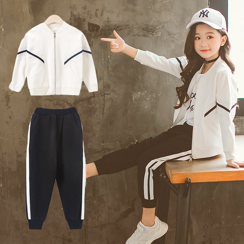 女童秋装套装2018新款童装韩版洋气潮衣服儿童休闲长袖上衣两件套