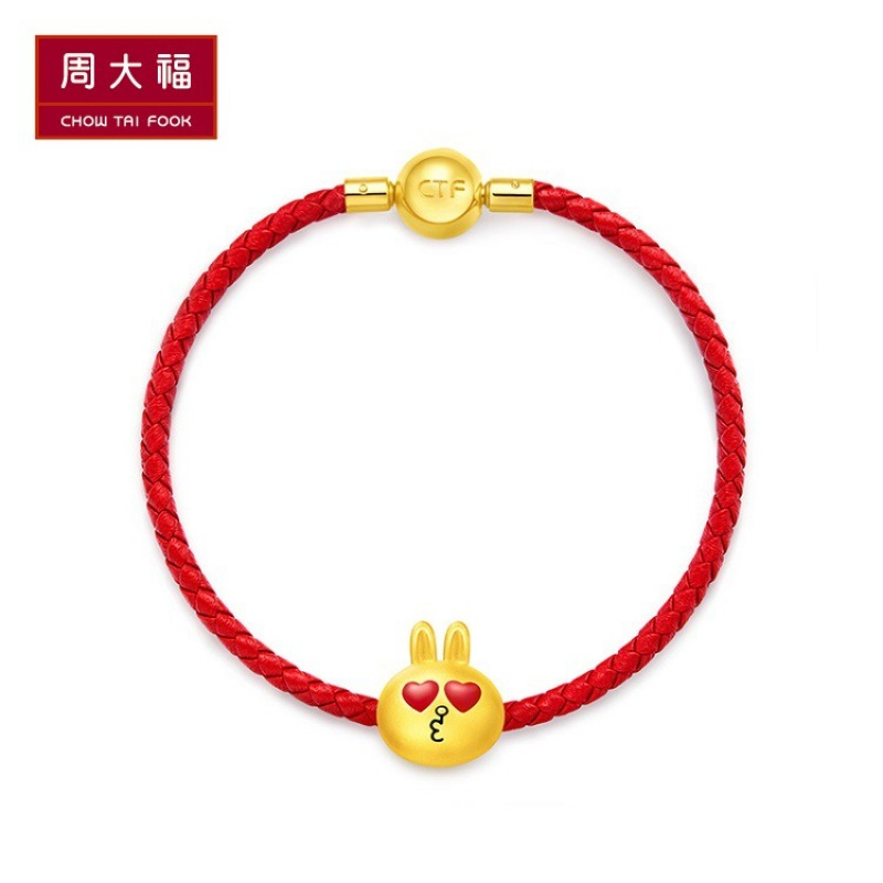 周大福LINEFRIENDS系列可妮兔转运珠足金黄金吊坠R21525
