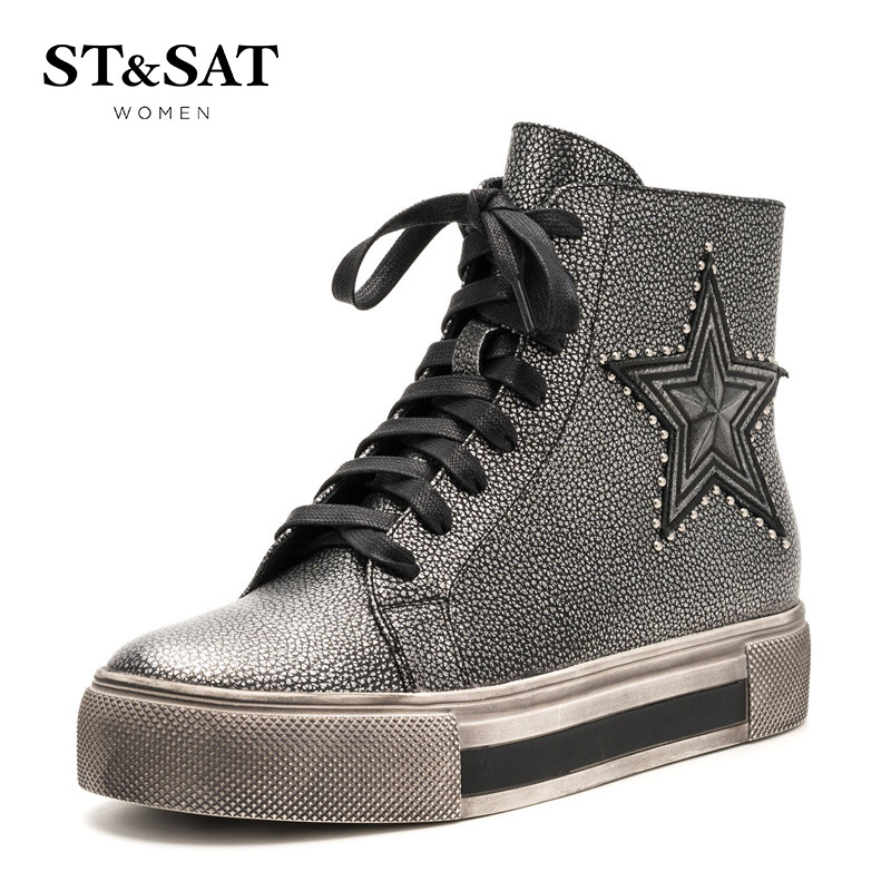 St&Sat/星期六冬牛皮厚底马丁靴女英伦风短靴女靴SS64117648