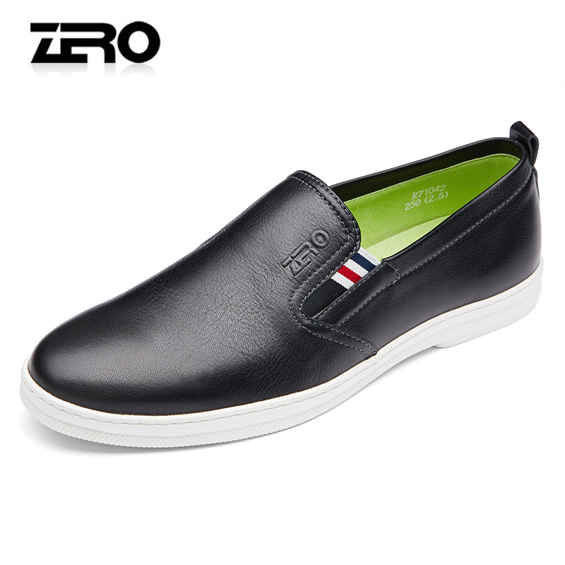 zero零度休闲皮鞋秋季套脚懒人鞋一脚蹬轻便舒适男士头层牛皮皮鞋