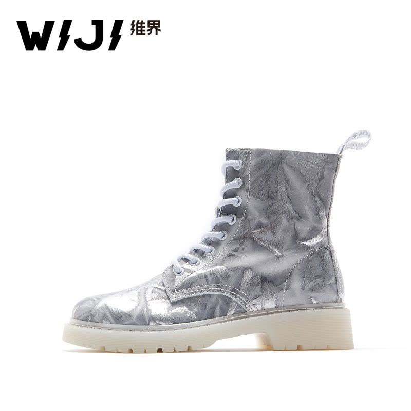 WIJI冬季新款时尚潮流马丁靴个性青春休闲炫酷拼色透气舒适女鞋女图片