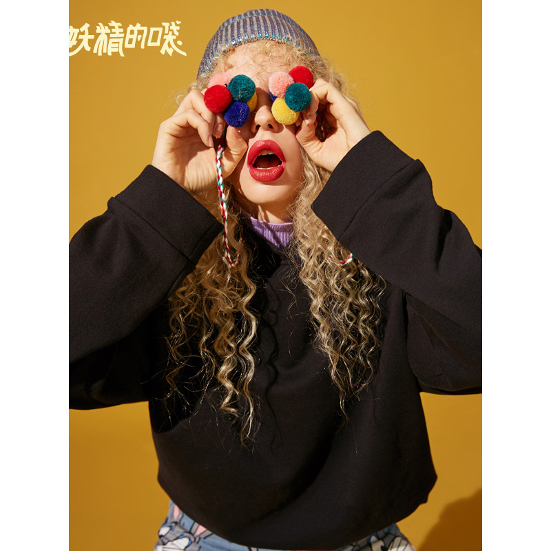 妖精的口袋Y早秋卫衣女潮连帽薄款中长款秋装宽欧货上衣J