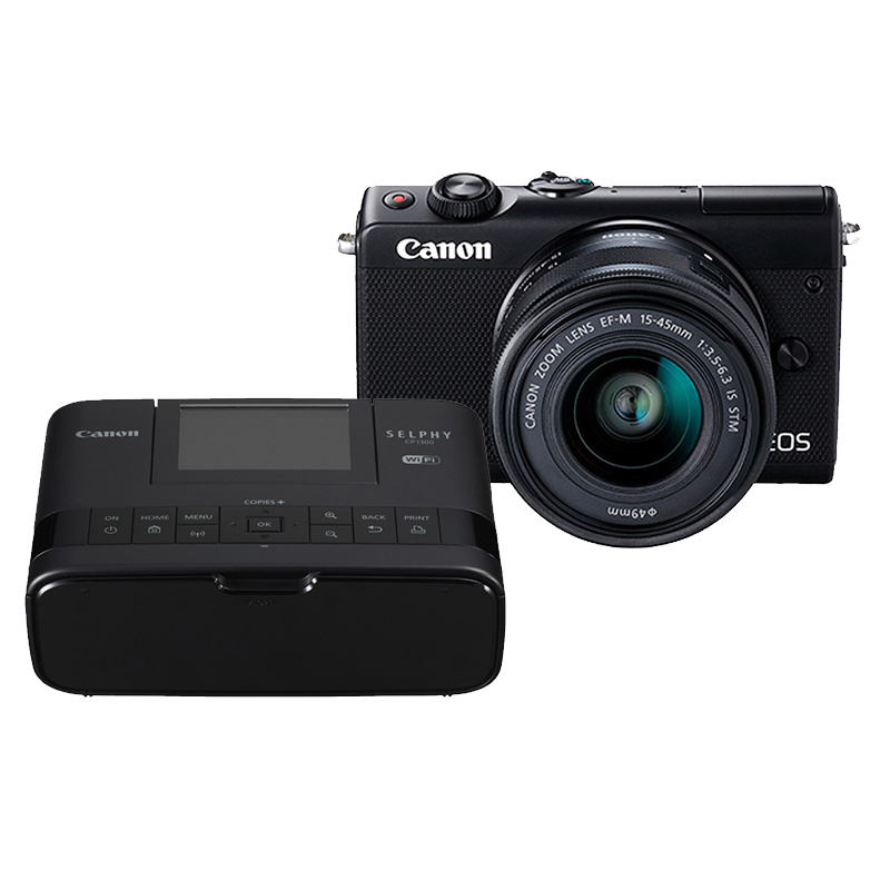 EOSM100微单套机(15-45mm黑)+CP1300 打印机黑