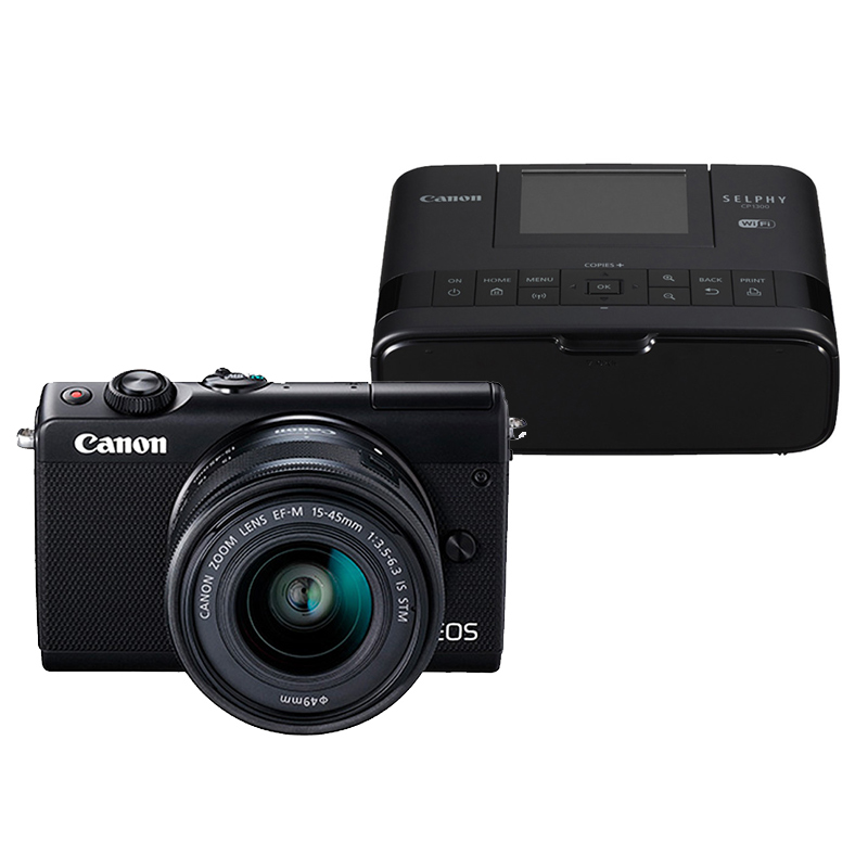 EOSM100微单套机(15-45mm黑)+CP1300 打印机黑