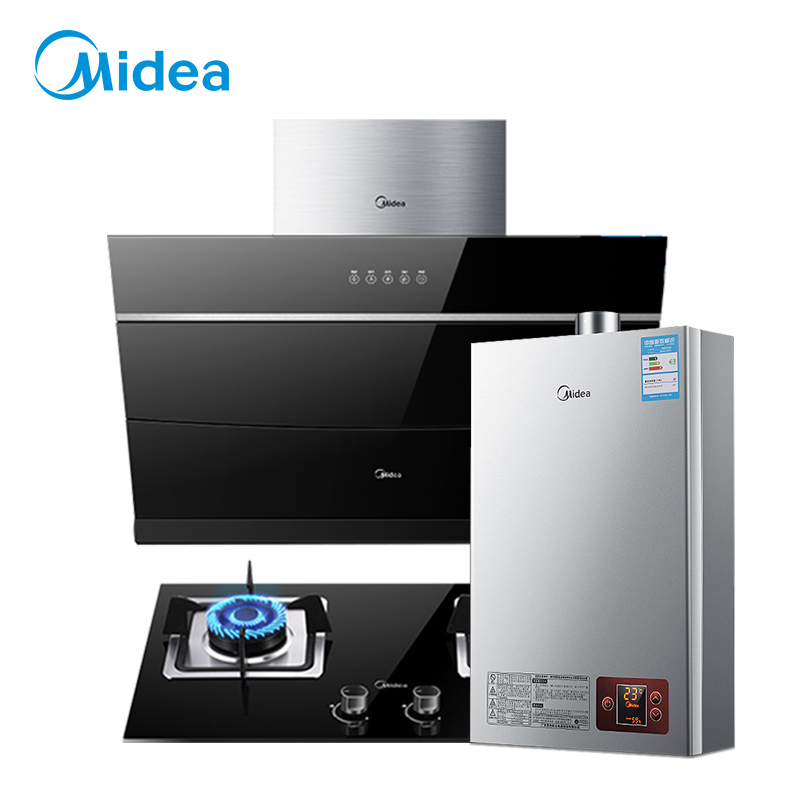 美的dt328q213b12hwf欧式大吸力油烟机超值厨卫烟灶热三件套