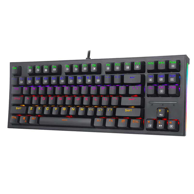 微星(MSI)GK50Z 机械键盘青轴 RGB光效 有线 游戏电竞办公键盘 87键 吃鸡键盘 黑色