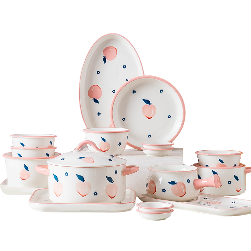 麦可可 可爱碗家用42件创意饭碗网红ins面碗陶瓷餐具套装组合