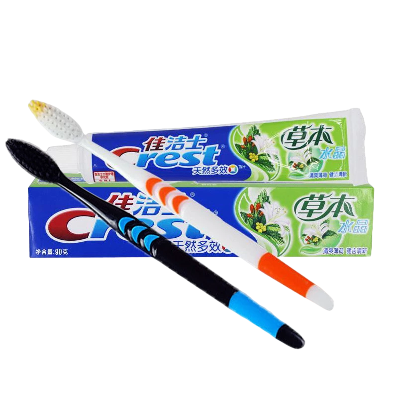 佳洁士 牙膏牙刷套装 草本水晶牙膏90克*4支装+软毛牙刷4支 口腔护理组合