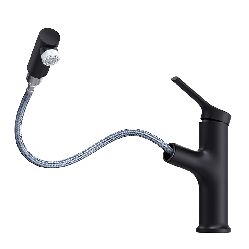 [官方配送]东鹏卫浴(DONG PENG)面盆龙头冷热双控 双模式出水黑色烤漆工艺陶瓷阀芯抽拉式水龙头单把单孔