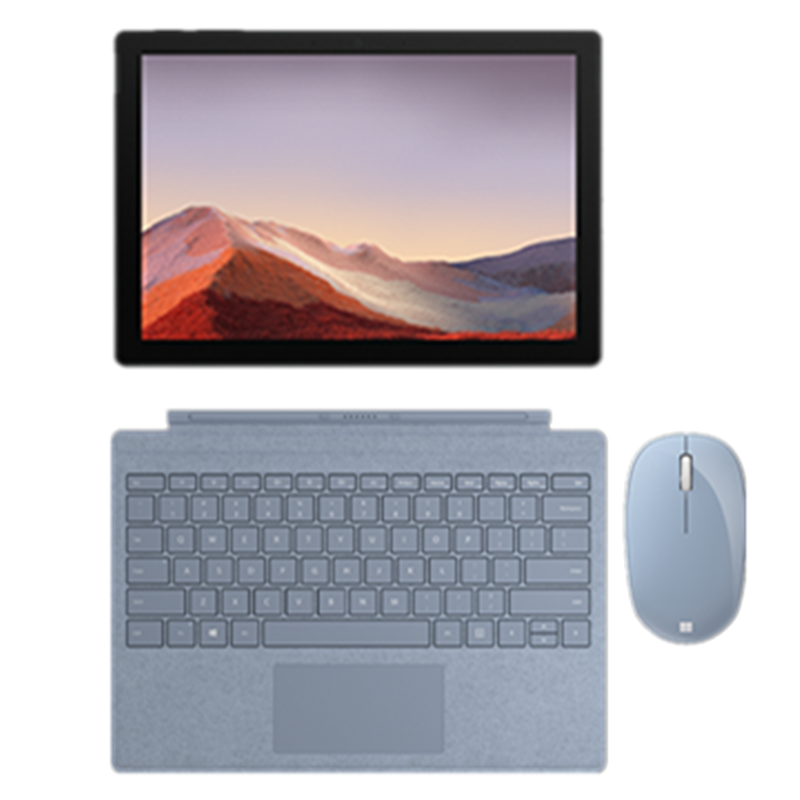 [原装冰晶蓝(键盘+鼠标)]微软(Microsoft)Surface Pro7+ 第11代英特尔酷睿i5 12.3英寸 二合一平板电脑 笔记本电脑 8G+128G 亮铂金