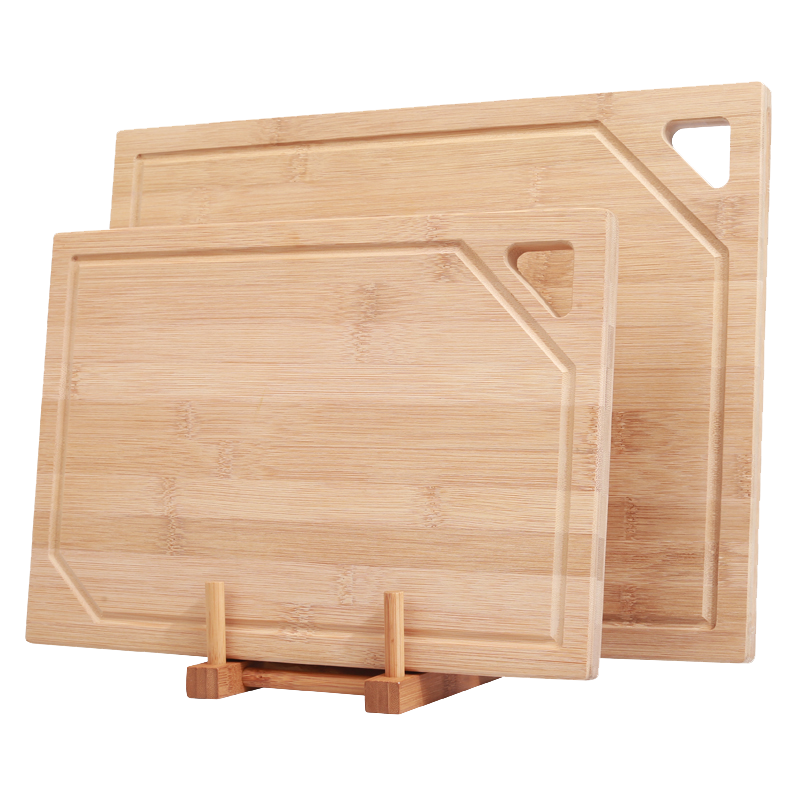 拾画竹砧板三角型提手切菜板宝宝辅食板两件套装送砧板架40*29*1.7+33*23*1.7cm