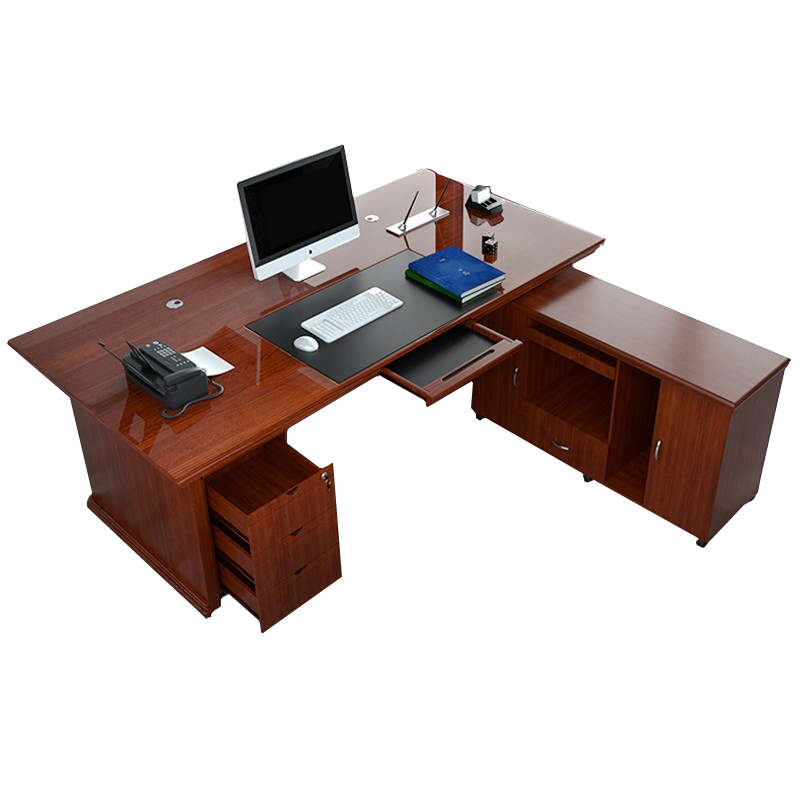 质凡办公家具老板桌大班台经理桌办公桌主管油漆总裁桌带侧柜