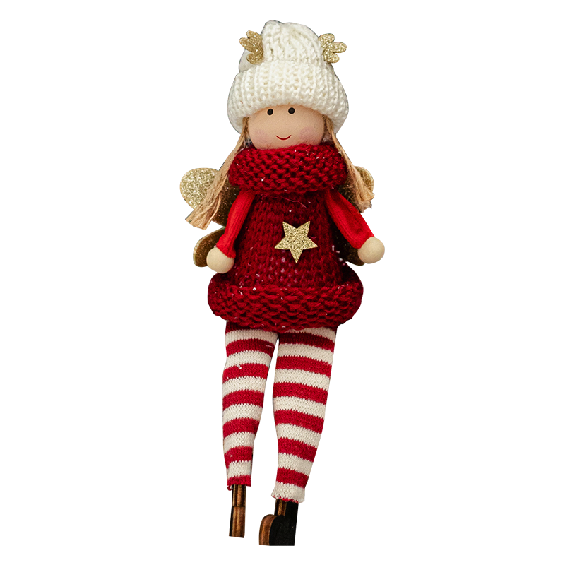 掬涵毛线布艺天使女孩挂件摆件可爱圣诞节装饰品壁橱场景布置礼物