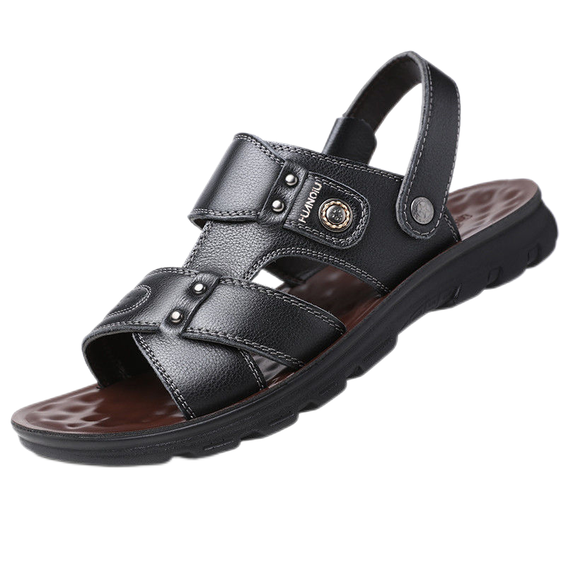 环球正品夏季沙滩鞋防水两穿耐磨防滑休闲日常家用牛皮两用鞋百搭