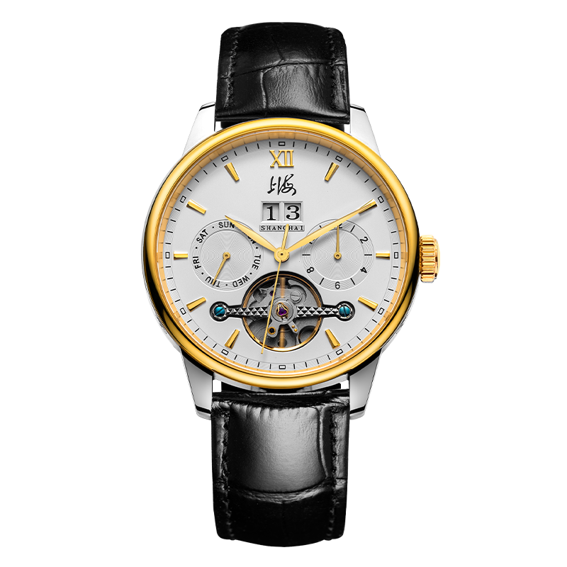 上海手表男全自动机械表休闲透底多功能日历星期防水国产男表944