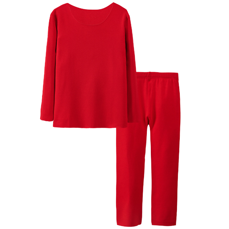 KIDS MAM&DAD秋冬儿童发热保暖内衣套装女生德绒无痕男女童秋衣秋裤秋冬本命年大红内衣套装