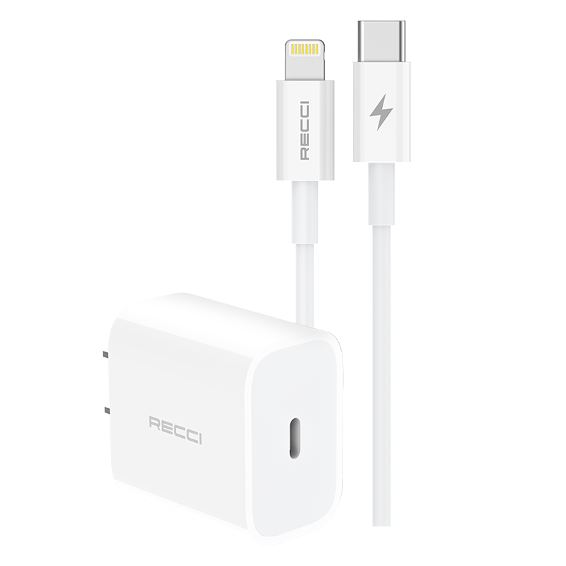 锐思Recci旅行套装RCK-08CCL快充20W配1.5m快充线Lightning接口