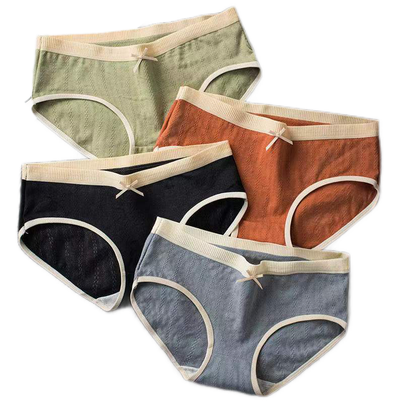 内裤女棉质学生韩版中低腰成人大人简约学院风少女三角底裤头 莎丞