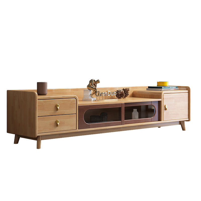 一米色彩 实木电视柜 北欧实木电视柜地柜拼色客厅现代简约小户型茶几电视柜组合实木家具