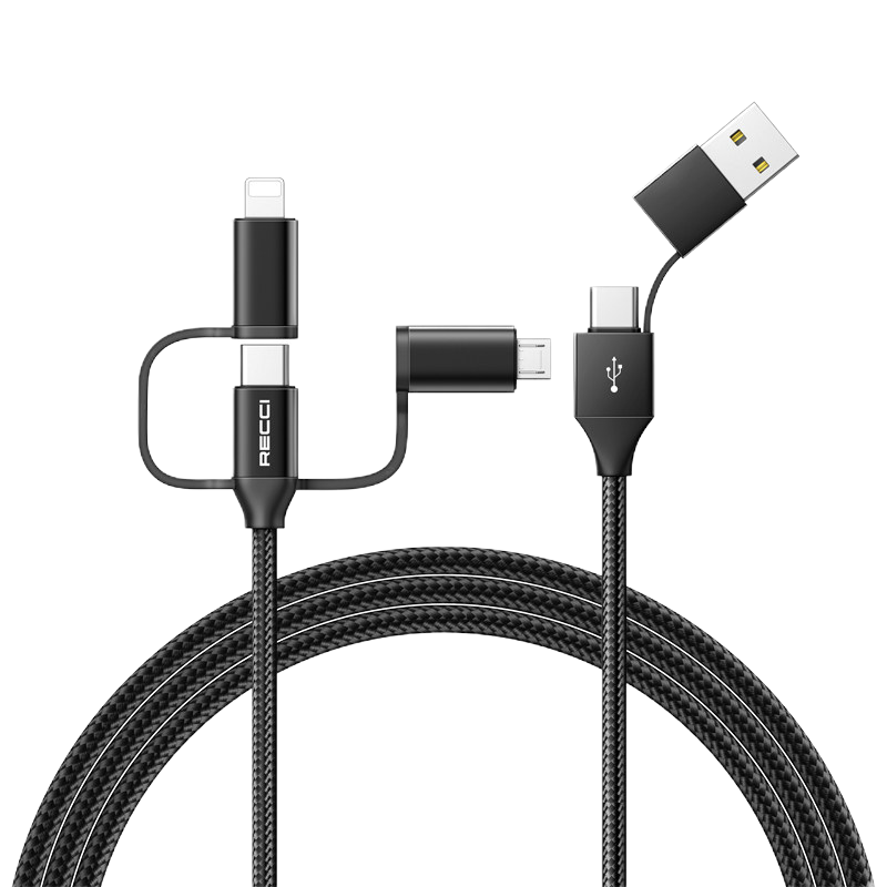 锐思Recci RTC-T07 六合一数据线 多头65W快充数据线充电传输可同时进行支持给笔记本充电