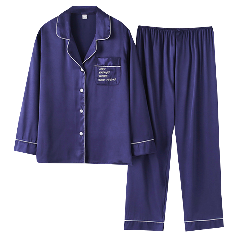 南极人男士睡衣长袖棉薄款青中年春秋家居服套装