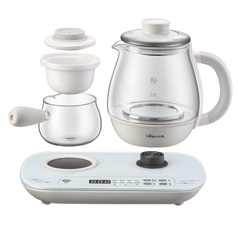 小熊(Bear)煮茶器煮茶壶 0.8L蒸汽喷淋式蒸茶壶养生壶电水壶热水壶304不锈钢烧水壶茶具黑茶ZCQ-A08E1