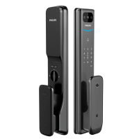飞利浦(PHILIPS)708V指纹锁 家用猫眼智能锁全自动密码锁推拉式防盗门电子锁 曜石黑