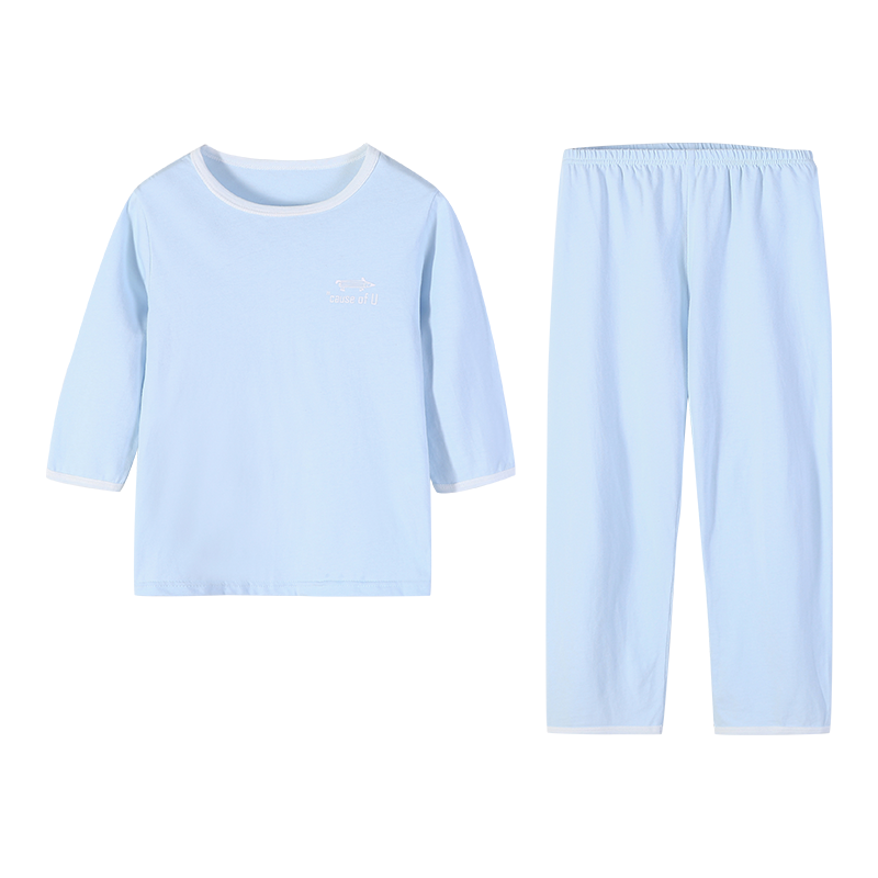 猫人儿童睡衣套装男童春秋款家居服中童长袖长裤宝宝纯棉空调服