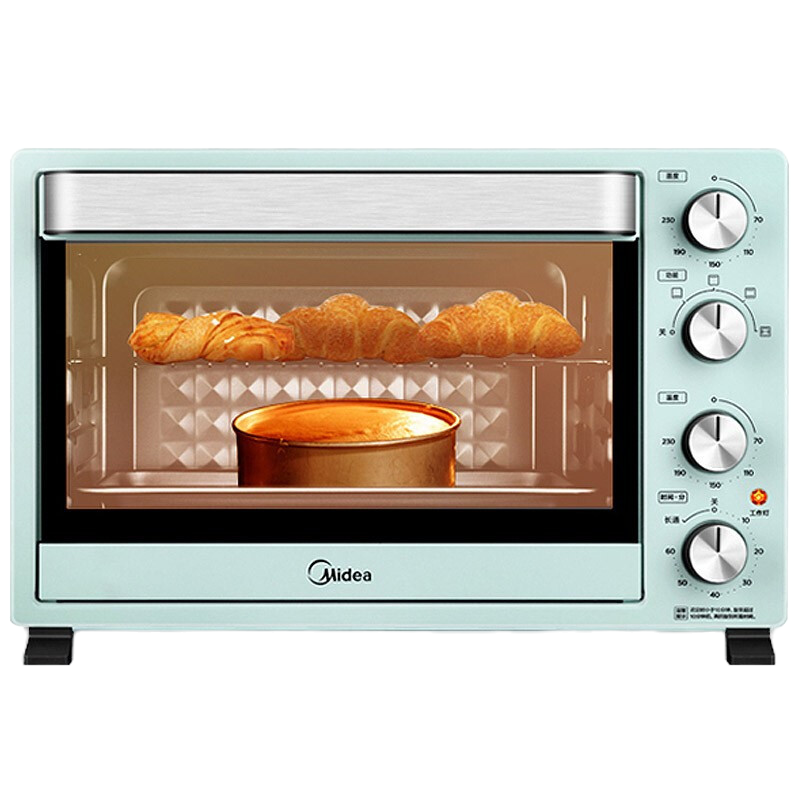 美的(Midea) 电烤箱PT35A0家用小型全自动烘焙多功能 35L大容量四层烤位 台式60min精准定时 广景大视窗