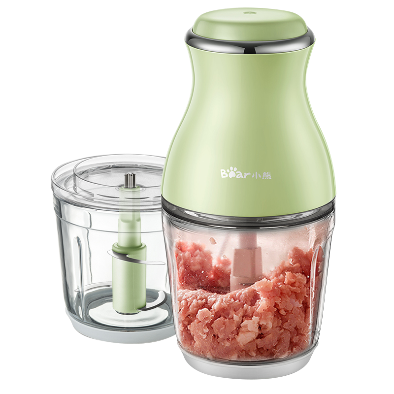 小熊(Bear)绞肉机家用 辅食机婴儿 小型绞馅机 碎肉机 打肉机蒜蓉机不锈钢搅肉机 QSJ-B02X5 0.6L *2