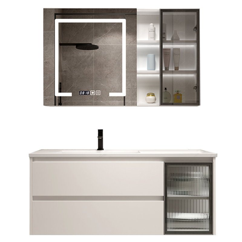 恒妙智能岩板浴室柜组合现代简约洗脸盆柜洗手盆卫浴柜卫生间洗漱台北欧轻奢台盆柜